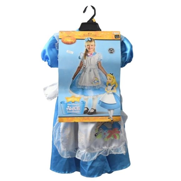 Alice IN Wonderland Movie Girl Costume Deluxe Girls Size S 4 to 6X plus tights - Picture 2 of 6